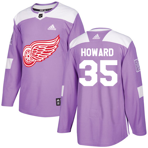 Adidas Red Wings #35 Jimmy Howard Purple Authentic Fights Cancer Stitched NHL Jersey - Click Image to Close